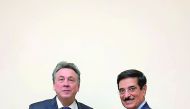 H E Dr Hamad bin Abdulaziz Al Kawari with a senior Russian official in Moscow.