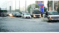 A stretch of C-Ring Road near the former VIP Roundabout inundated after a rainy spell. Pic: Salim Matramkot/The Peninsula
