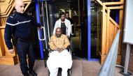 Former Rwandan army captain Pascal Simbikangwa leaving the courtroom during an adjournment of his appeal trial in Bobigny on October 25, 2016. A 