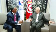 Ennahda Party chief Rached Ghannouchi (Right) with The Peninsula journalist Mohammed Osman