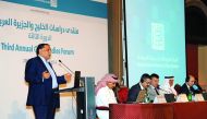 The General-Director of Arab Center for Research and Policy Studies, Azmi Bishara, addressing the Third Annual Gulf Studies Forum in Doha yesterday. Pic: Salim Matramkot / The Peninsula