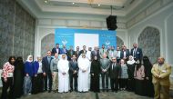 Officials and teachers at the fifth anniversary celebrations of Qatar University ExxonMobil Teachers Academy.