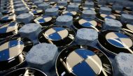 Emblems of German luxury car maker BMW are pictured in a box at the BMW factory in Dingolfing near Munich November 15, 2006. REUTERS/Michael Dalder