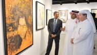 Ahmad Al Sayed (right), Deputy General Manager for Operations, Katara, and P Kumaran (left), Indian Ambassador, at the opening of the exhibition at Katara on Tuesday.
Pic: Abdul Basit/ The Peninsula