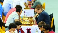 India's Viswanathan Anand (right) in action along with other players during the Qatar Rapid and Blitz Championships, at the Ali Bin Hamad Attiya Arena, Al Sadd, in Doha yesterday.
Pics by: Salim Matramkot/The Peninsula