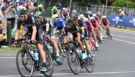 Three-time Tour de France winner Britain's Chris Froome of Team Sky (L) takes part in Race Melbourne on the first day of the Cadel Evan Great Ocean Road Race cycling event in Melbourne on January 26, 2017.  AFP / Mal Fairclough