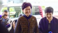 Hong Kong's former deputy leader Carrie Lam arrives at the High Court in Hong Kong, yesterday.