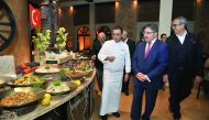 Ahmet Demirok, Turkish Ambassador to Qatar, and Wael Maatouk, General Manager of Sharq Village and Spa, during the opening of the Turkish theme at Al Liwan Restaurant at Sharq Village and Spa, yesterday. Pic: Baher Amin / The Peninsula 