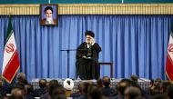 Iran's Supreme Leader Ayatollah Ali Khamenei waves as he delivers a speech in a meeting with military commanders in Tehran, Iran, February 7, 2017. Leader.ir
