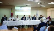 The Chamber of Mines of the Philippines attend a press conference in Manila, yesterday.