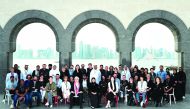 Doha Film Institute (DFI) Artistic Advisor, Elia Suleiman, CEO Fatma Al Remaihi, Qumra Deputy Director Hanaa Issa and filmmakers on day one of Qumra, the third edition of the industry event by the DFI dedicated to the development of emerging filmmakers, i