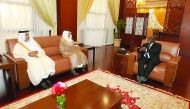 Deputy Prime Minister and Minister of State for Cabinet Affairs H E Ahmed bin Abdullah bin Zaid Al Mahmoud with Sudanese Vice-President Hassabo Mohamed Abdel Rahman in Khartoum yesterday.