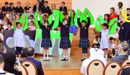 Children performing at the opening ceremony of King's College, Doha, yesterday.  Pic: Kammutty VP/ The Peninsula