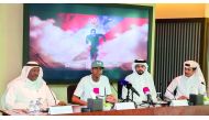 FROM LEFT: Abdullah Al Khater, Mutaz Essa Barshim, Nasser Abdullah Al Hajri and Khalid Saadoun Al Kuwari at the conference.