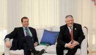 Steve Harper (left), Executive Director, International Business Invest Ni, Invest Northern Ireland (INI), and Noel Johnston, Regional Manager, India, Middle East and Africa, INI, speaking to The Peninsula, at the British Embassy in Doha, yesterday.