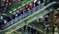 The interior of Lloyd's of London, the centuries-old insurance market, is pictured in the City of London yesterday. Lloyd's of London will open a Brussels subsidiary in early 2019, the historic insurance market said yesterday, the first company to respond