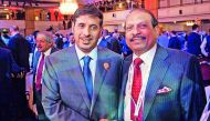 Prime Minister and Interior Minister H E Sheikh Abdullah bin Nasser bin Khalifa Al Thani (left), with Lulu Group Chairman Yusuff Ali MA during Qatar-UK Business and Investment Forum held in London. The Prime Minister and Interior Minister along with UK Pr