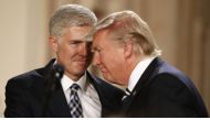 U.S. Supreme Court nominee Neil Gorsuch (L) with President Donald Trump at the White
