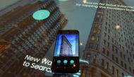 (FILES) This file photo taken on March 29, 2017 shows the new Samsung S8, incorporating its virtual assistant Bixby, on display for the press after a news conference in New York. AFP / Timothy A. CLARY 
