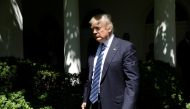 US President Donald Trump arrives to present the US Air Force Academy football team with the Commander-in-Chief trophy in the Rose Garden of the White House in Washington, US, May 2, 2017. REUTERS/Joshua Roberts