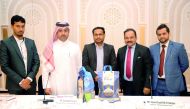 AIG Chairman Saeed Saad R H Al Subaey and other company officials at the press conference in Doha yesterday. Pic: Abdul Basit / The Peninsula