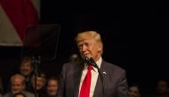 MIAMI, USA - JUNE 16: US President Donald Trump speaks about policy changes he is making toward Cuba at the Manuel Artime Theater in the Little Havana neighborhood on June 16, 2017 in Miami, Florida. (Raul E. Diego - Anadolu Agency)