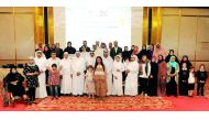 Officials of Qatar Cancer Society and other participants at the event. Pic: Abdul Basit / The Peninsula