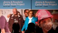Former US President Jimmy Carter and his wife Rosalyn Carter at the Canadian Museum for Human Rights during a closing ceremony for a Habitat for Humanity project in Winnipeg, Manitoba, Canada, July 14, 2017. Reuters/Zachary Prong