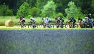 FROM LEFT: France’s Tony Gallopin, Croatia’s Robert Kiserlovski, France’s Pierre-Luc Perichon, Belgium’s Jan Bakelants, France’s Rudy Molard, Norway’s Edvald Boasson Hagen, Belgium’s Thomas De Gendt, Italy’s Daniele Bennati and France’s Romain Sicard ride