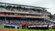 General view of both teams lined up ahead of the match. (Action Images via Reuters/Andrew Couldridge)