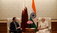 he Foreign Minister H E Sheikh Mohammed bin Abdulrahman Al-Thani talking with Indian prime minister Narendra Modi in New Delhi today.