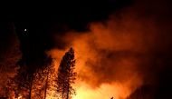 A firefighter battles the Ponderosa Fire east of Oroville, California, U.S. August 29, 2017. REUTERS/Noah Berger TPX IMAGES OF THE DAY.