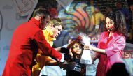 Magicians conjure up a trick at Eid Al Adha celebrations in Hyatt Plaza yesterday. Pic: Kammutty VP / The Peninsula