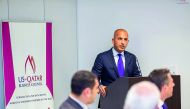 Minister of Finance H E Ali Shareef Al Emadi speaking at an event in Washington, yesterday. 