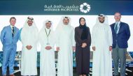 Abdulla Hassan Al Mehshadi (centre), CEO of Msheireb Properties; Aysha Al Mudhahka (third right), CEO of Qatar Business Incubation Centre; and other officials at the Msheireb Properties’ sixth Annual Risk Management Forum at Bin Jelmood House part of Mshe