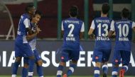 Bengaluru FC players celebrating a goal. (Pic: ISL)