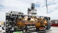 View of the Pressurized Rescue Module (PRM) a deep diving rescue vehicle of the Submarine Rescue Diving and Recompression System (SRDRS) to be mounted by U.S. Navy Undersea Rescue Command (URC) on the Sophie Siem vessel to support the Argentine government