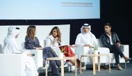 Moderator Mohammed D Fakhro, actress and activist Sophia Bush, Dana Mado, Ali Bin Towar and Journalist Ahmed Shihab-Eldin at the Ajyal Talks during the Ajyal Youth Film Festival in Doha on Thursday.
