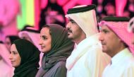 H E Sheikha Hind bint Hamad Al Thani, Vice-Chairperson and Chief Executive Officer of Qatar Foundation, and H E Sheikh Joaan bin Hamad Al Thani, Chairperson of Qatar Leadership Academy, attending QF’s Pre-University Education’s National Day celebrations a