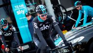 British cyclist Chris Froome of Sky Team heads to a training session in Port de Alcudia on the Spanish island of Mallorca on December 14, 2017.  AFP / JAIME REINA