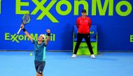 Guido Pella of Argentina  celebrates his victory over Bosnian Mirza Basic. Pic: Salim Matramkot/The Peninsula
