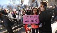 Thousands hold signs and rally while attending the Women's March on January 20, 2018 in New York, United States. (Spencer Platt/Getty Images/AFP)