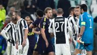 Tottenham Hotspur's English striker Harry Kane (C) looks on after the UEFA Champions League round of sixteen first leg football match between Juventus and Tottenham Hotspur at The Allianz Stadium in Turin on February 13, 2018. / AFP / Miguel MEDINA