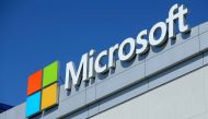 The Microsoft logo is shown on the Microsoft Theatre in Los Angeles, California, U.S., June 13, 2017. REUTERS/Mike Blake/File Photo

