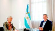 Argentina's President Mauricio Macri (R) meets with IMF Managing Director Christine Lagarde at Olivos presidential residence in Olivos, Buenos Aires on March 16, 2018. AFP / Davis Fernandez