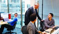 French Finance Minister Bruno Le Maire talks with employees at the Paris headquarters of U.S. networks giant Cisco Systems as part of a visit to present an annual report on foreign investment in France, in Issy-les-Moulineaux, France, April 3, 2018. Reute