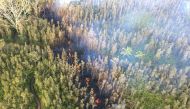 Area near the Kilauea Volcano is seen in this aerial image after the volcano erupted following a series of earthquakes over the last couple of days, in Hawaii, U.S. on May 3, 2018. USGS/Handout via REUTERS