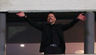 Atletico Madrid coach Diego Simeone celebrates after the match REUTERS/Sergio Perez
