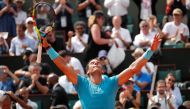 Spain's Rafael Nadal celebrates winnning his fourth round match against Germany's Maximilian Marterer REUTERS/Charles Platiau
