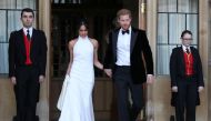 File photo of the newly married Duke and Duchess of Sussex, Meghan Markle and Prince Harry, leaving Windsor Castle after their wedding to attend an evening reception at Frogmore House, hosted by the Prince of Windsor, Britain, May 19, 2018. Steve Parsons/